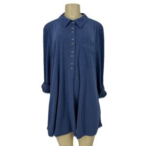 Soft Surroundings XL Women Take It Easy Tunic 2FW99 Blue Heather N100v